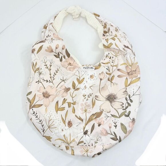 Baggagean and Co. Pink Floral Cream Waffle Knit Soft Reversible Fabric Hobo Bag - Picture 8 of 16